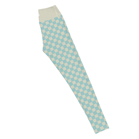 Soft Blue & Cream Checkered Board leggings