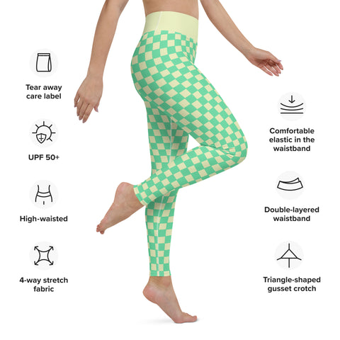 Green & Yellow Checkered Board leggings