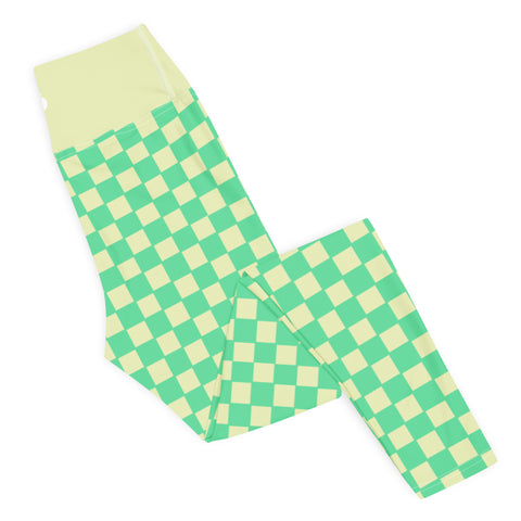 Green & Yellow Checkered Board leggings