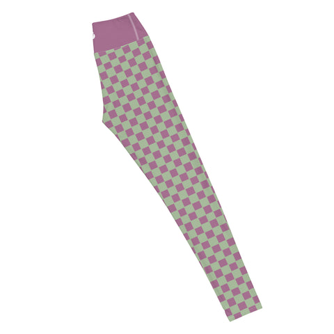 Retro Purple & Green Checkered Board leggings