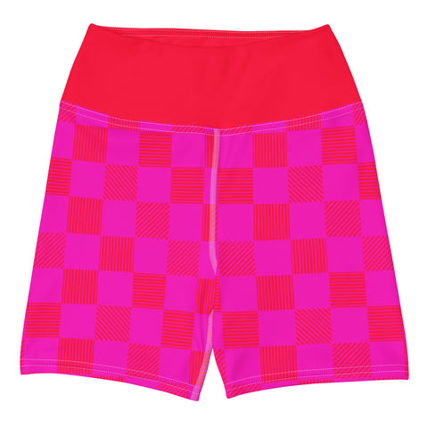 Cerise & Red Checkered Board shorts