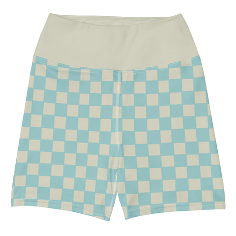 Soft Blue & Cream Checkered Board shorts