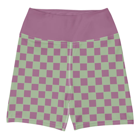 Retro Purple & Green Checkered Board shorts