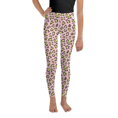 Dakota Lime & Pink Leopard tween leggings