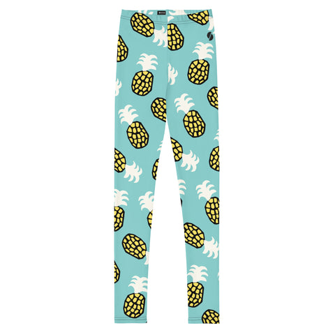 Sammy Yellow and Teal Pineapples tween leggings