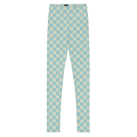 Ash Blue & Cream Checkered Board tween leggings