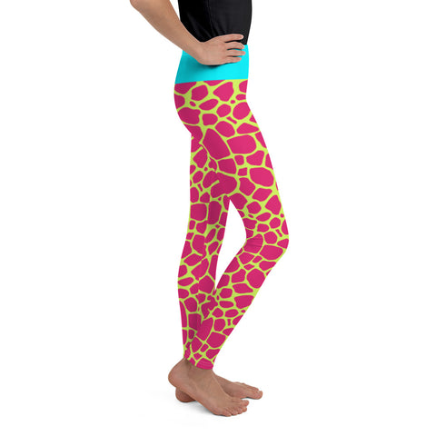 Vinnie Neon Pink & Teal Giraffe tween leggings