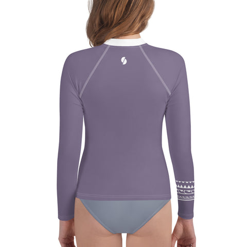 Elli Raisin Lilac tween long-sleeve rash guard swim top