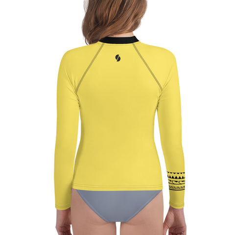 Sammy Bright Yellow tween long sleeve rash guard swim top
