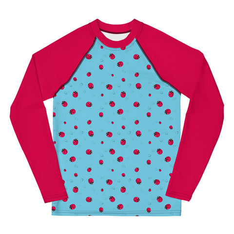 Betty Ladybugs & Raindrops tween long-sleeve rash guard top