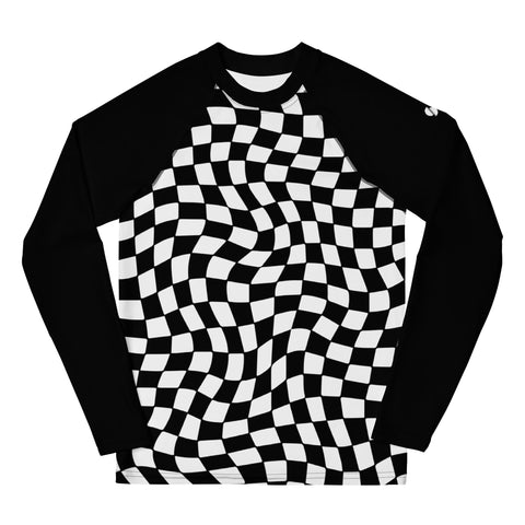 Scout Black & White Checkered tween long-sleeve rash guard top