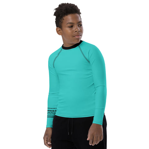 Oakley Neon Blue tween long sleeve rash guard swim top