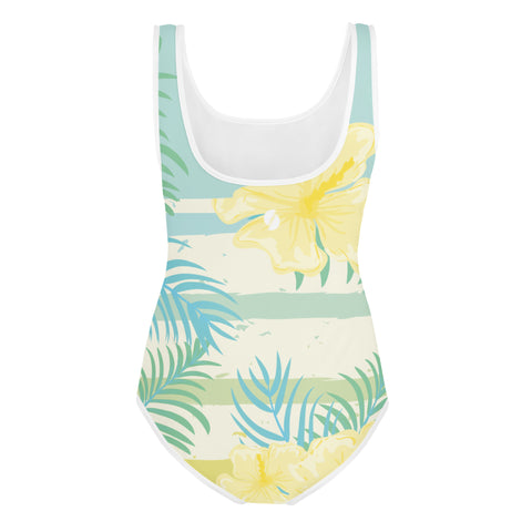 Maya Blue & Yellow Hibiscus tween full swimsuit