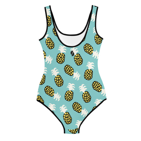 Sammy Yellow and Teal Pineapples tween full swimsuit