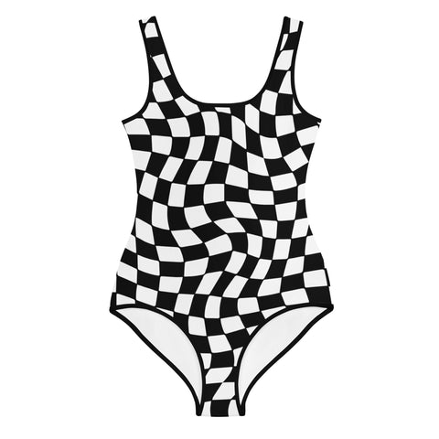 Scout Black & White Checkered tween full swimsuit