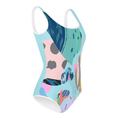 Angel Pastel Abstract tween full swimsuit