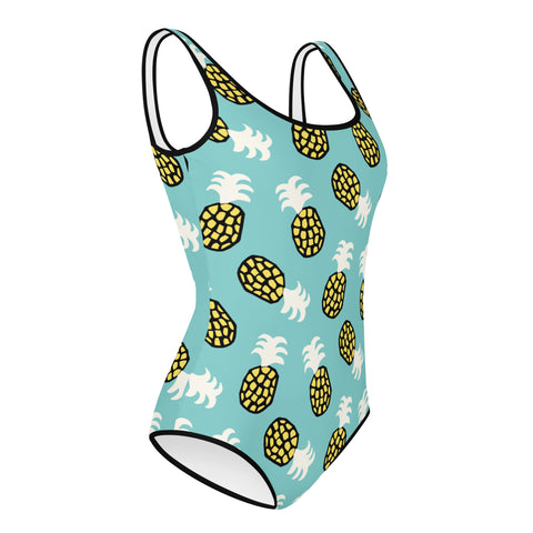 Sammy Yellow and Teal Pineapples tween full swimsuit